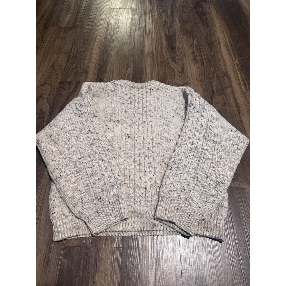Men's Cable Knit Cardigan Sweater - Cream Speckle - Picture 3 of 6
